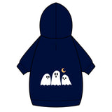 Halloween Ghost Pet Hoodie with Collar Hole — Cute Ghost Trio & Moon