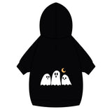 Halloween Ghost Pet Hoodie with Collar Hole — Cute Ghost Trio & Moon