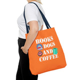 Books, Dogs, and Coffee Tote Bag - Fun Canvas Bag for Book Lovers and Dog Owners