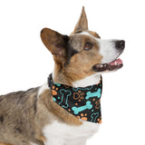 Blue & Orange Bone Pet Bandana Collar — Cute Colorful Dog Neck Scarf