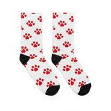 Red Paw Prints Pet Lovers Crew Socks unisex