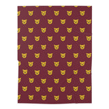 Baby Swaddle Blanket — Burgundy Cat Face Pattern Newborn Wrap