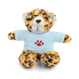 Plush Bear with Paw-Print Tee — Cute Gift for Kids & Pet Lovers