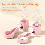 38oz Hanging Automatic Food Water Dispenser, Large Capacity Gravity Rabbit Water Dispenser and Feeder Set, for Bunny Guinea Pig Chinchilla Ferret Cage Accessories (Pink)