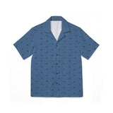 Men's Blue Palm & Bird Hawaiian Camp Shirt — Lightweight Linen-Texture AOP