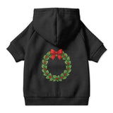 Pet Hoodie with Christmas Wreath and Red Bow