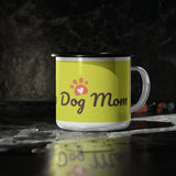 Dog Mom Enamel Camp Cup — Cute Paw Print Camping Mug for Pet Lovers
