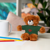 Plush Bear with Paw-Print Tee — Cute Gift for Kids & Pet Lovers