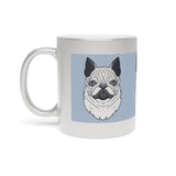 Metallic Pug Mug — Silver/Gold Ceramic Coffee Cup with Cute Pug Portrait