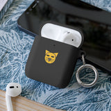 Cat Face AirPods Case — Cute Yellow Cat Keyring Cover for AirPods & AirPods Pro