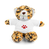 Plush Bear with Paw-Print Tee — Cute Gift for Kids & Pet Lovers