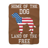 Patriotic Dog Sherpa Blanket - "Home of the Dog, Land of the Free" Cozy Throw