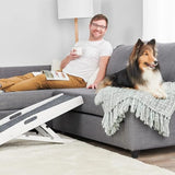 Carlson 39.5" Indoor Pet Ramp, White, Collapsible, Adjustable Height, Includes Handles, Non-Slip Carpet, and Rubber Feet