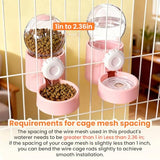 38oz Hanging Automatic Food Water Dispenser, Large Capacity Gravity Rabbit Water Dispenser and Feeder Set, for Bunny Guinea Pig Chinchilla Ferret Cage Accessories (Pink)