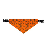 Halloween Clip-On Pet Bandana — Orange Pumpkin & Ghost Pattern