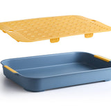 Gigicloud Rabbit Litter Box with Grate, 14.5 x 9.5 Inch Guinea Pig Litter Pan Anti-turnover Pet Toilet Potty Trainer Corner Guinea Pig Training Pan Cage with Toilet Tray For Rabbit Chinchilla Guinea
