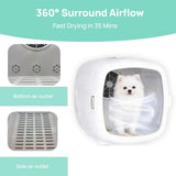 Pet Grooming Dryer Box (For Pets Up to 20lbs) | High-Efficiency & Quiet <26dB, Smart Temperature Control, 25-60 Minute Fast Drying with Negative Ion Hair Care