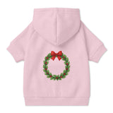 Pet Hoodie with Christmas Wreath and Red Bow