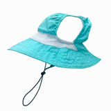 Dog Outdoor Hat with Ear Hole Round Brim Summer Dog Puppy Cat Suncare Cooling Bucket Hat Cute Active Sun Protection Pet Caps (Blue, Medium)