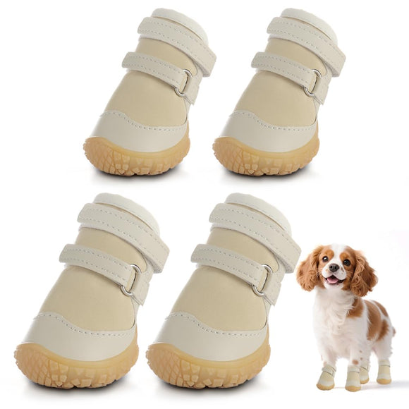 Dog Shoes for Small Dogs, Breathable Dog Boots Paw Protector for Hot Pavement Winter Snow, Dog Booties with Rugged Anti-Slip Sole for Hardwood Floors Outdoor Walking Light Khaki Size 1
