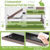 Gutinneen 2-Story Rabbit Hutch with Chew-Proof Ramp & Leak-Proof Trays - Indoor/Outdoor 39.3" Wooden Rabbit Cage with Wheels for Rabbits, Guinea Pigs