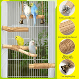 Pecirvoli Natural Solid Wood Bird Perch and Swing - Durable Toys for Parakeets, Parrots & Birds - Safe cage Accessories with High Hardness Texture