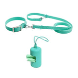 3-in-1 Mint Green Dog Collar Leash Combo with Poop Bag Dispenser Holder(S 2.0x16-28cm)