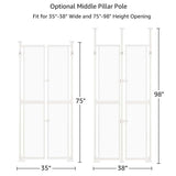 unipaws Transparent Clear Cat Safety Gate, 75"-98" Height and 35"-38" Wide Adjustable, Auto Closing and No Drilling Plus Stable 3 Support Pillars, Extra Tall for Doorway, Stairs, White