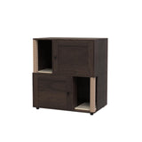 Garvee Cat Litter Box Enclosure for 2 Cats, Double Hidden Litter Box Furniture Cabinet with 2 Scratch Mat and Scratch Post, Modern Farmhouse Wooden Enclosed Cat Washroom, End Side Table