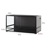 REPTI ZOO Collapsible 120 Gallon Reptile Tank, Tempered Glass Large Reptile Terrarium 48"x24"x24", Black PVC Back, Front & Top Ventilation & Anti Escape Lid, Easy Folding