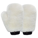Gracefur Ultra-Soft Sheepskin Grooming Mitts for Horses – 2-in-1 Lambswool Applicator Wipe Mitt for Tack, Saddle & Boot Cleaning, Leather Care – Perfect Washing Gloves for Sensitive Horses(White)