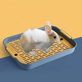 Gigicloud Rabbit Litter Box with Grate, 14.5 x 9.5 Inch Guinea Pig Litter Pan Anti-turnover Pet Toilet Potty Trainer Corner Guinea Pig Training Pan Cage with Toilet Tray For Rabbit Chinchilla Guinea