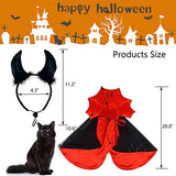 ShuRung Halloween Cat Vampire Costume Dog Halloween Cosplay Dress Cape Devil Horns Hat Holiday Clothes for Cats Small Medium Dogs