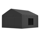 Petony Outdoor Dog Kennel Cover, Heavy Duty Oxford Dog Crate Cover with Waterproof Zippers, Transparent EVA & Mesh Panels, Windproof Dog Cage Cover for Outdoor Kennels(118" W x 118" D x 72.5" H)