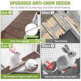 Gutinneen 2-Story Rabbit Hutch with Chew-Proof Ramp & Leak-Proof Trays - Indoor/Outdoor 39.3" Wooden Rabbit Cage with Wheels for Rabbits, Guinea Pigs