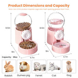 38oz Hanging Automatic Food Water Dispenser, Large Capacity Gravity Rabbit Water Dispenser and Feeder Set, for Bunny Guinea Pig Chinchilla Ferret Cage Accessories (Pink)