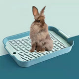 Gigicloud Rabbit Litter Box with Grate, 14.5 x 9.5 Inch Guinea Pig Litter Pan Anti-turnover Pet Toilet Potty Trainer Corner Guinea Pig Training Pan Cage with Toilet Tray For Rabbit Chinchilla Guinea