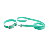 3-in-1 Mint Green Dog Collar Leash Combo with Poop Bag Dispenser Holder(S 2.0x16-28cm)