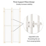 unipaws Transparent Clear Cat Safety Gate, 75"-98" Height and 35"-38" Wide Adjustable, Auto Closing and No Drilling Plus Stable 3 Support Pillars, Extra Tall for Doorway, Stairs, White