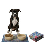 Lovewag Pets Waterproof 2-Pack Pet Feeding Mats - 16" x 24" Premium Cat & Dog Food Mat - Non-Slip, Machine Washable Food Mat Protects Floors & Contains Water Bowl Spills - Place Mats (Bohemian Jewel)