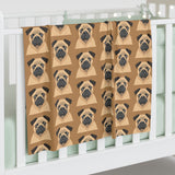 Pug Pattern Baby Swaddle Blanket — Cute Brown Pug Print Newborn Swaddle