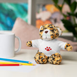 Plush Bear with Paw-Print Tee — Cute Gift for Kids & Pet Lovers
