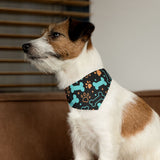 Blue & Orange Bone Pet Bandana Collar — Cute Colorful Dog Neck Scarf