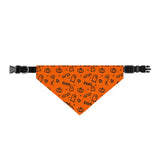 Halloween Clip-On Pet Bandana — Orange Pumpkin & Ghost Pattern