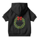 Pet Hoodie with Christmas Wreath and Red Bow