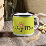 Dog Mom Enamel Camp Cup — Cute Paw Print Camping Mug for Pet Lovers
