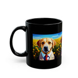 Labrador in Suit Coffee Mug — Cute Dog Portrait Black Ceramic Mug (11oz/15oz)