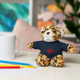 Plush Bear with Paw-Print Tee — Cute Gift for Kids & Pet Lovers