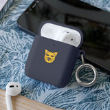 Cat Face AirPods Case — Cute Yellow Cat Keyring Cover for AirPods & AirPods Pro