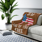 Patriotic Dog Sherpa Blanket - "Home of the Dog, Land of the Free" Cozy Throw